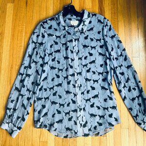 Kate Spade Blue Cat Silk Blouse $268